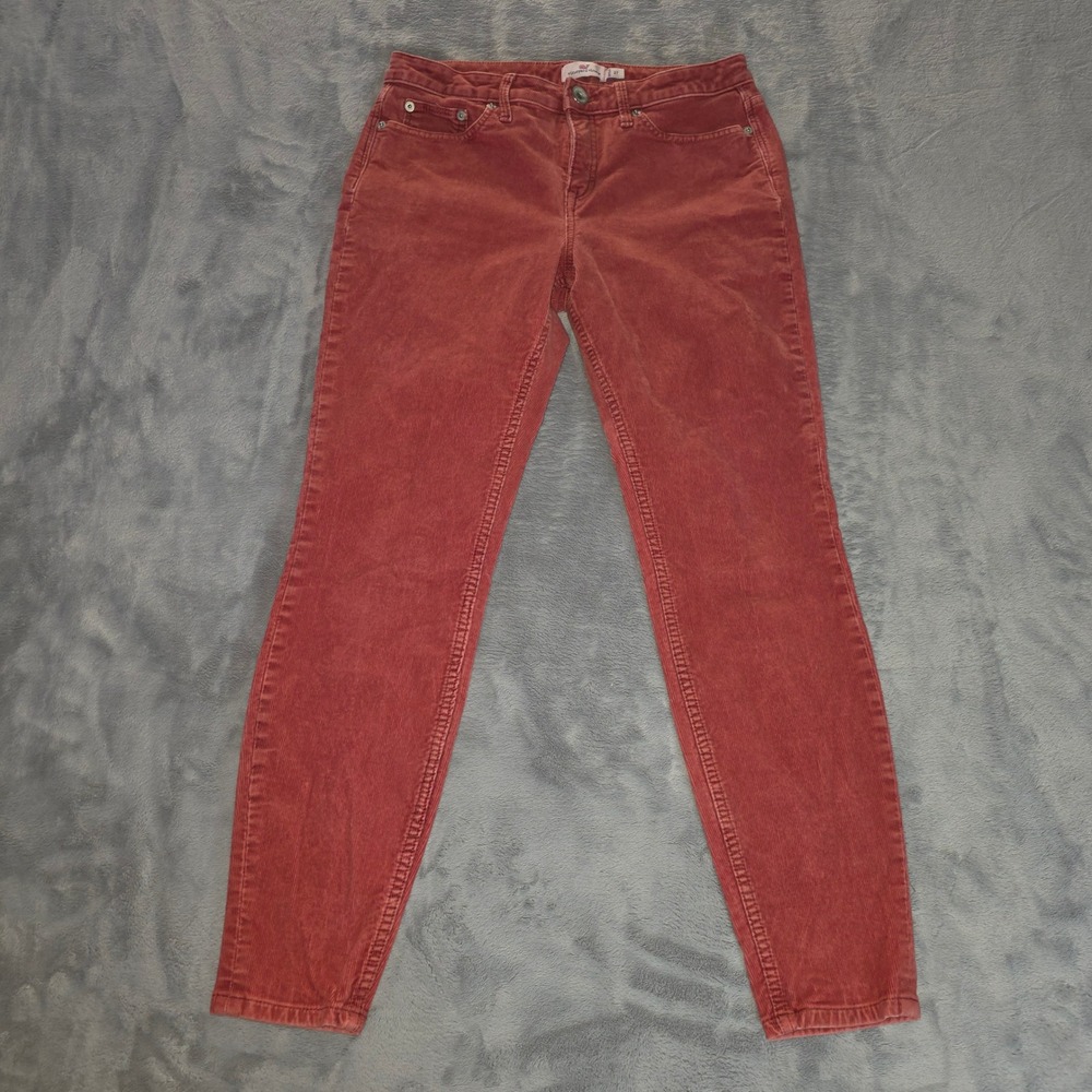Vineyard Vines Womens High Rise Skinny Corduroy Pants Coral Pink Size 27